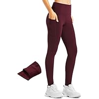 Libin Mujer Invierno Leggins Termicos Pantalones Impermeable Mallas Termicas Cálido Elásticos Pantalon de Senderismo con Bolsillos, Weinrot, M