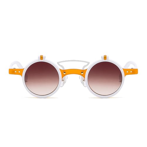 Image of HYLLE Retro Flip-Up Round Goggles Seampunk Sunglasses for Men Women 90s Style