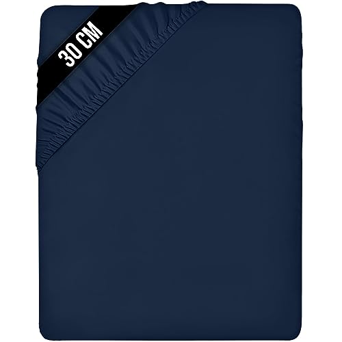 Utopia Bedding Single Fitted Sheet, Navy - 12 Inch (30cm) Deep - Easy Care - Soft Brushed Microfibre Fabric - Shrinkage and Fade Resistant - Bottom Sheet