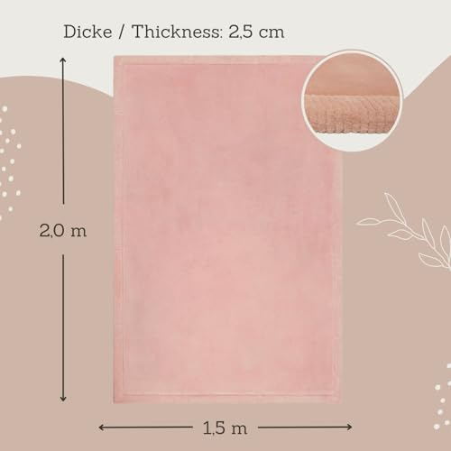 Image of Stylish Coral Velvet Baby Play Mat 60 inch x 80 inch Pink - Soft 1 inch Thick High-Density Memory Foam Nursery Rug - Playmat for Floor with Non-Slip Backing for Crawling & Playing - Non-Toxic, odorless Area Rug