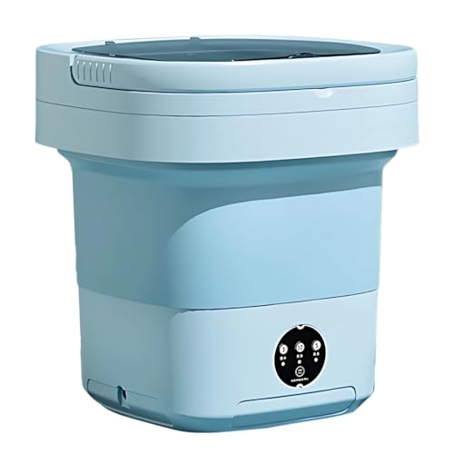 Machify Kompakte Mini-Waschmaschine, faltbar, 11 Liter, mit Schleudertrocknung, 32 cm, Blau, für Dessous, Wohnungen, Reisen, inklusive Ablaufrohr und Korb