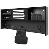 Wall Mounted Police Hanger Police Gear Rack, All Iron Frame Tactical Gear Rack Organizer with 3 Hooks, Duty Belt & Police Vest Hanger, Police Academy Graduation Gifts, Black