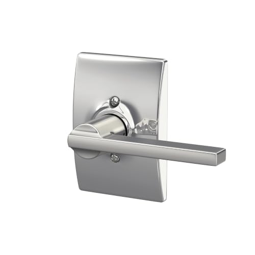 Image of SCHLAGE Latitude Non-Turning Dummy Door Handle, Reversible, Bright Chrome | Non-turning dummy lever door handle with no latch or lock, Decorative pull, One sided, Easy to install, Certified durability