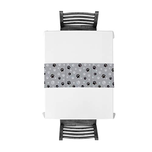 Cotton Linen Table Runner Dresser Scarves, Gray Black Dog Paws Footprints 13X70 Inch Non-Slip Burlap Rectangle Table Runners For Dining Outdoor Wedding Party Farmhouse Holiday Table Top Decor #TOP3
