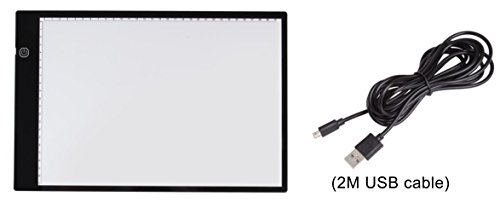 A4 Ultra-Thin Portable LED Light Box Tracer USB Power Cable Dimmable Brightness Artcraft Tracing Light Pad Light Box Set (A4)