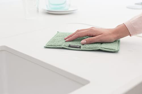 Brabantia Premium Microfiber Cleaning Pads – Set of 3 (Dark Gray, Light Gray, Jade Green), Super Absorbent & Hygienic Spongy Cloths for Kitchen Washing, Drying Dishes, Counters & Mirrors