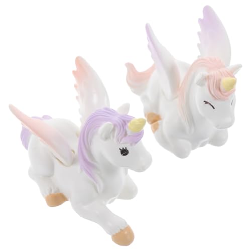 ULTECHNOVO Figuras de Resina Unicornio Grandes 2 Piezas Rosa y Morado, Miniaturas para Decoración de Pasteles y Micropaisajes, Adornos para Cupcakes y Bonsáis, Accesorios para Fiestas