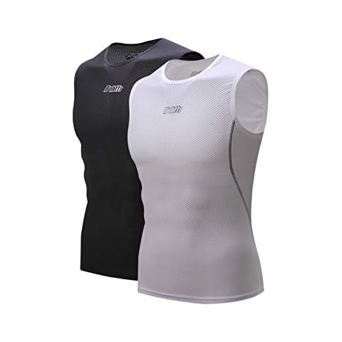 bpbtti Men's Cycling Base Layer Sleeveless Jersey Bike Undershirts Summer Bike Tank Top Sports Vest Breathable (2 Pack:Black&White, Medium) Cover