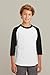 SPORT-TEK Youth Colorblock Raglan Jersey | 3/4 Sleeve Sporty T-Shirt for Boys & Girls, Relaxed Fit Cotton Tee for Kids White/Black