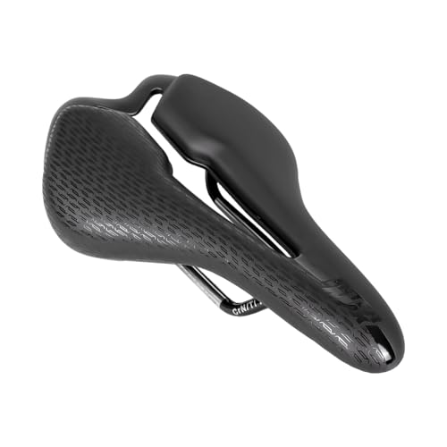 INTERMAX Asiento de sillín de Bicicleta con Agujero Ancho, absorción de Impacto, Impermeable, cojín Suave, Bicicleta de montaña y Carretera (Ti/BK/Gy)