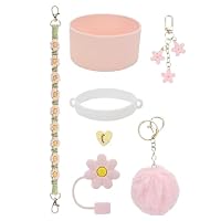 LYDODOKA Lot De 10 Accessoires Pour Gobelet/tasse (0,9-1,2L) – Poignée, Bouchons, Décos, Bonnet De Paille… (violet/blanc)