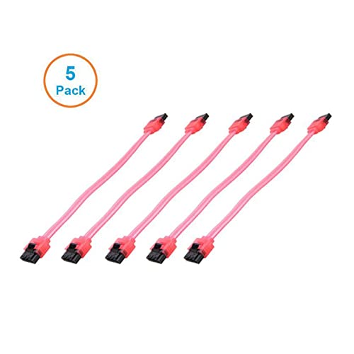 5ピース1.0cm SATA 3.0ハードドライブ6GB / Sシリアル ATAデータケーブル90角度180コネクタ SATA3 Sataiii 6GBPSハードドライブディスク、SSDアダプタ(25CM,Straight-UV Red)