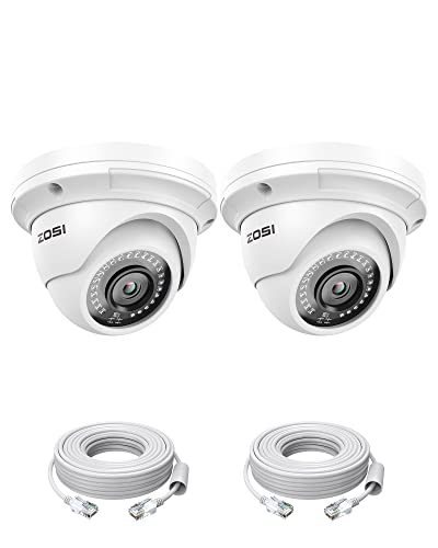 Image of ZOSI 2PK 5MP Add-on POE IP Security Camera with Etherent Cables PoE Dome Camera with Night Vision,IP66 Weatherproof, Compatible with ZOSI 4K /5MP NVR(Model:ZR08EN,ZR08DN,ZR08PN,ZR16DK)