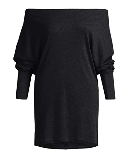 Image of GOLDSTITCH Women's Off Shoulder Tops Casual Loose Batwing Sleeve Shirts Tunic Knit Oversized Pullover Sweater