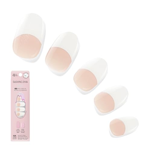 Dashing Diva Glaze French Nail Strip Set - Old School Standard - Long Lasting, Chip Resistant, Semi-Cured Gel Nail Strips - 4-Piece Manicure Set with 32 Strip