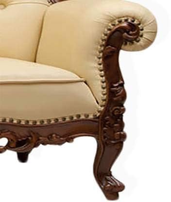 Image of Luxury Antique Sofa Set in a Classic Living Room Setting Solid Teak Wooden Five Seater Sofa Set with Cushion for Living Room | Honey Brown Finish | 208D x 76W x 119H cm (Design9)
