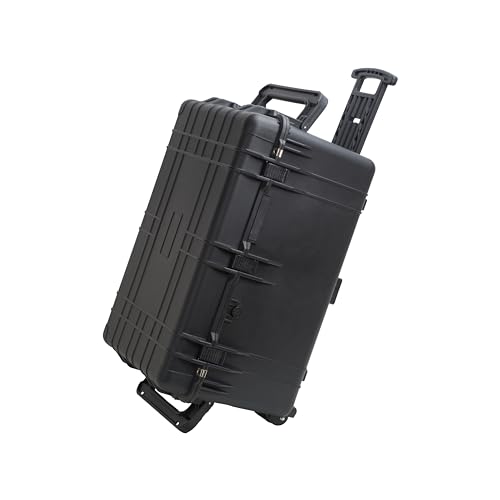 Image of MEIJIA Portable Waterproof Protective Case,Hard Camera Case With Retractable Pull Handle And Rolling Wheels,Customizable Fit Foam Inserted,Elegant Black, 31.3 inch X24.21 inch X17.48 inch