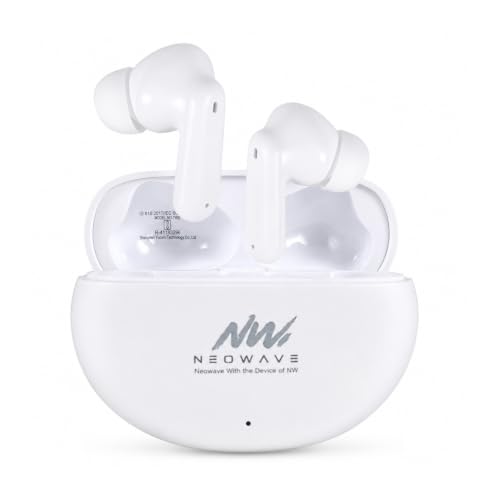 Image of Bluetooth 5.3 True Wireless Earbuds with ENC Noise Reduction, 60 Hours Total Playback, USB Type-C Fast Charging, Touch Control, Deep Bass Stereo Sound, Wireless Earphones White