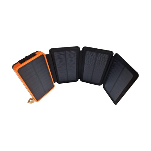 Zing 4 Panel Solar Charger Power Bank 30000mAh Led Lamp 2 USB Ports Leather Case Water Resistant & Shock Proof