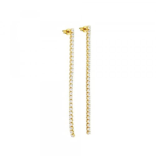 Boucles d'oreilles longues en argent 925 et zircon géométrique haut de gamme