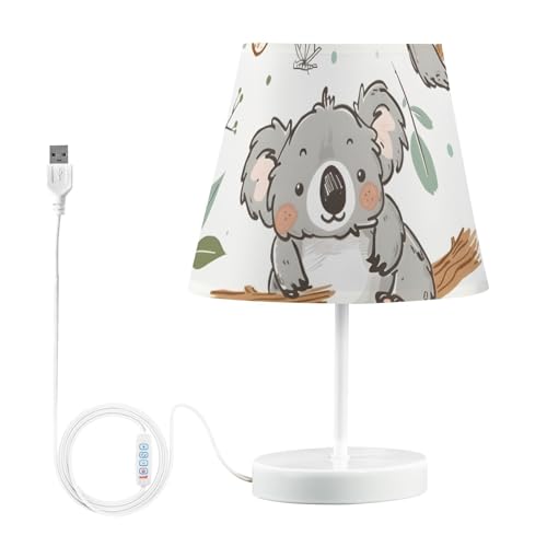 Mnsruu Lámpara de mesita de noche Koala, bosque, mariposa, lámpara de mesa, bombillas LED, lámpara de escritorio, pantallas de tela para dormitorio, sala de estar, tamaño mediano