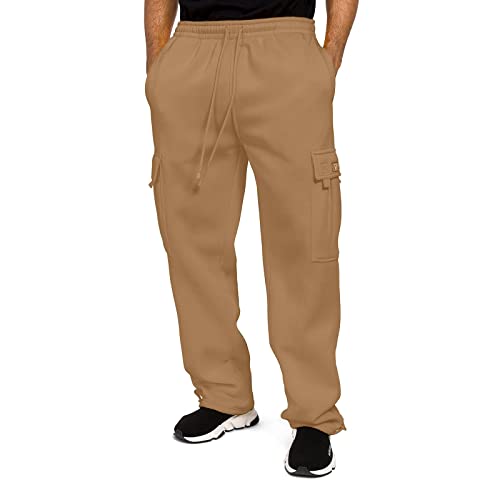 Men's Casual Pants Solid Color Sweapants Drawstring Lounge Straight Leg Track Pants with Pockets, Parachute Pants Mens Baggy3