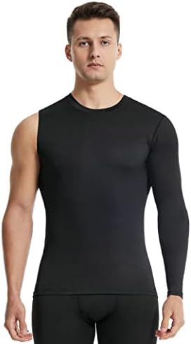 New Compression Shirts for Men 1/2 One Arm Long Sleeve Athletic Base Layer Undershirt Gear T Shirt for Workout Basketball (Large,Black-2)