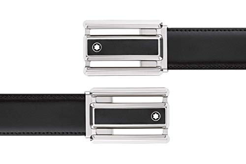 Montblanc 114423 Leather & Stainless Steel Plate Buckle Belt2