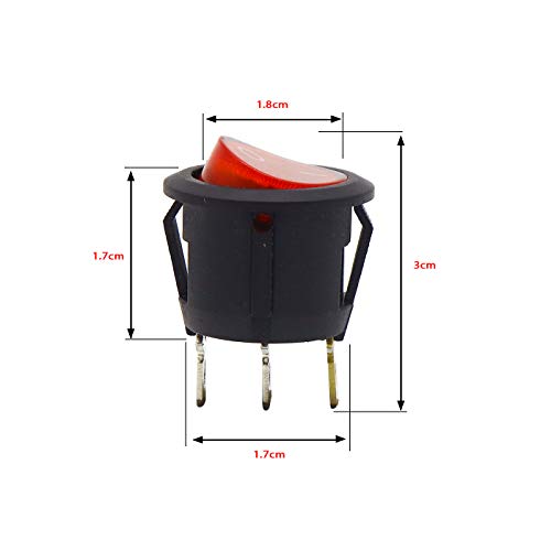 Image of Electronic Spices 3PIN Rocker Switch Round Switch 10A 125V AC with LED Light PACK OF 5