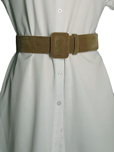 LANOBA Breiter Taillengürtel für Damen, Samt, Vintage-Stil, hohe Taille, Gürtel für Kleid, 5 cm Breite 106,7 cm Länge, CAMEL, Einheitsgröße