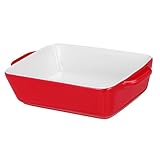 Amosfun 製ベーキングパン 長方形 赤色 耐熱性食器 オーブン 電子レンジ対応 厚み適 お手入れ簡単 シンプルデザイン