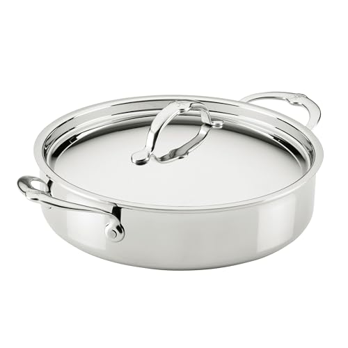 Hestan ProBond Luxe 6-Quart Polished Professional Clad Stainless Steel Rondeau with Lid