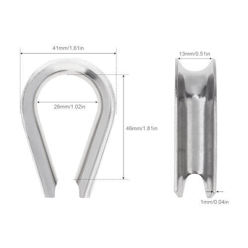 10Pcs M12 Wire Rope Thimbles 1/2\", Stainless Steel Thimble for Diameter Cable Rigging, Clothesline, Rope Hardware Fittings - Thumbnail 2