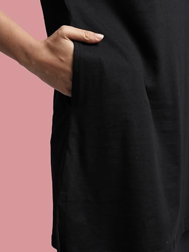 Image of 9shines Label Cotton Plus Size Long T-Shirt Tunic | Hip Covering Regular Top Nightwear| Sleepshirt Lounge wear for Women with Pocket (M-7XL)