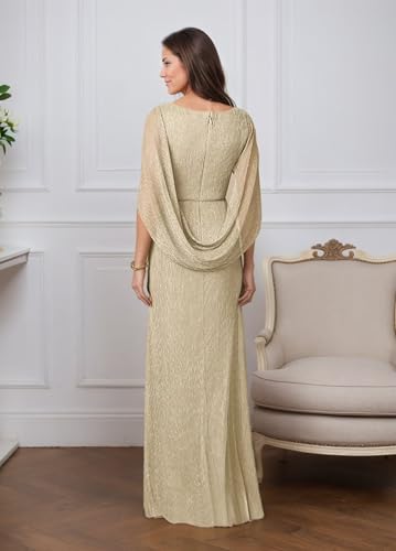 Mermaid Mother of The Bride Dresses with Cape Glitter Evening Dress for Women Long Formal Party Gown2