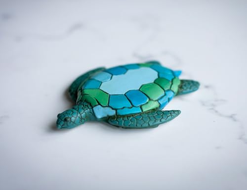 Imán decorativo tortuga verde pintado a mano 3 pulgadas miniatura 2