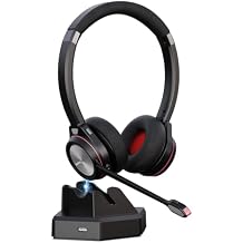 Bluetooth Headset with Microphone, Wireless Headset with Mic & Mute Button, 40 Hrs Working Time Noise Cancelling Bluetooth 5.2 for PC Laptop Teams Zooms Work Business Meeting