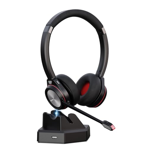 Beebang Bluetooth-Headset mit Mikrofon, Geräuschunterdrückung, kabelloses Headset mit Mikrofon für Büro-PC, 40 Stunden Arbeitszeit, für Compouter Arbeit Laptop Teams Business...