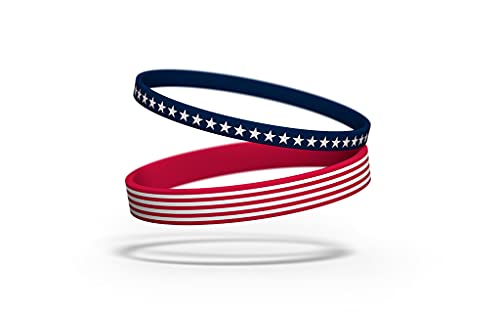 Show Your Colors USA Wristband, 100 percent Silicone. Support United States of America with The American Flag Bracelet. (Junior: Women and Kids), Blue, Red, White