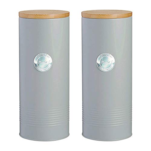 Image of Typhoon Living Cookie Airtight Pasta Storage with Wooden Lid 2.5 Litre Grey (Pack of 2)