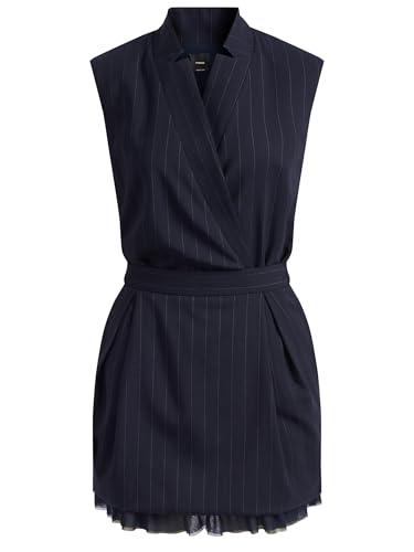 Pinko Vestido Corto Levadura de Lana Poly a rayas Azul, turquesa, 38