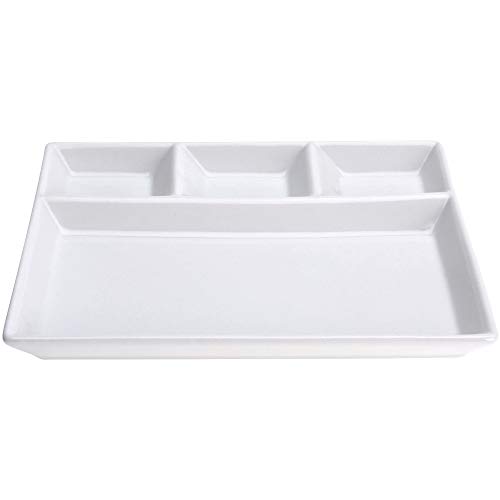 Servierplatte aus Keramik, 4 Fächer, Weiß