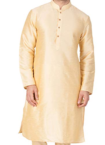 Image of VASTRAMAY Men Banarasi Silk Solid Kurta | Soft Cotton Blend Ethnic Kurta | Comfortable for Festive & Wedding Occasions