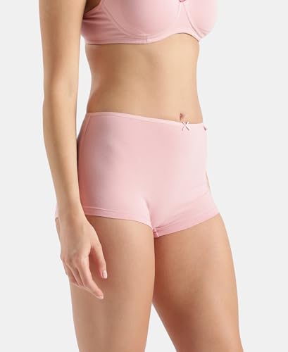 Image of Jockey SS04 Women High Coverage Super Combed Cotton Elastane Stretch Boy Leg with Concealed Waistband and StayFresh Treatment Crush N Blush L