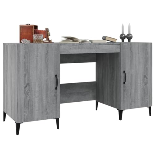 Bureau gris Sonoma 140 cm en bois robuste avec espace de rangement large - 6