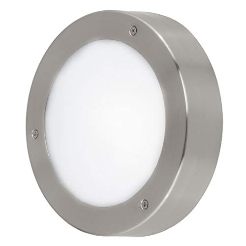 EGLO LED Außen-Deckenlampe Vento 2, 1 flammige Außenleuchte für Wand und Decke, Deckenleuchte aus Edelstahl in Silber und Glas in Weiß, IP44 EGLO LED Außen-Deckenlampe Vento 2, 1 flammige Außenleuchte für Wand und Decke, Deckenleuchte aus Edelstahl in Silber und Glas in Weiß, IP44