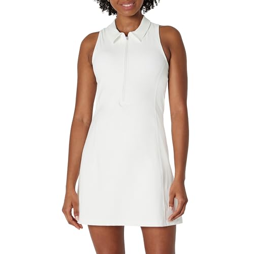 Amazon Essentials Damen Active Formflex Buttery Soft Polo-Tenniskleid mit integriertem BH und Shorts, Weiß, M