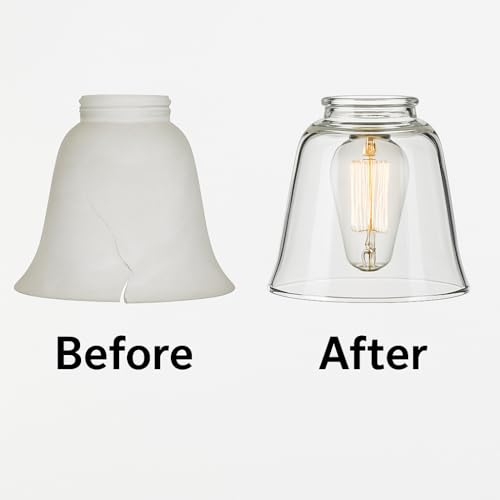 Image of LIGHTACCENTS Clear Glass Ceiling Fan Light Covers - Replacement Lamp Shades for Ceiling Fixtures - Fan Light Globes for LED or Incandescent Bulbs - 4-Pack Clear Dome Set