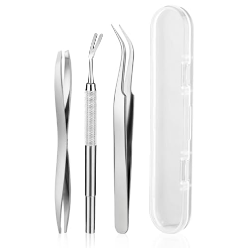 Wefaly Pince a Tique 3 Pièces, Pince à Tiques Crochet à Tiques en Acier Inoxydable avec Boîte de Rangement Supprime Les Tiqu ES et Les Puces Facilement...