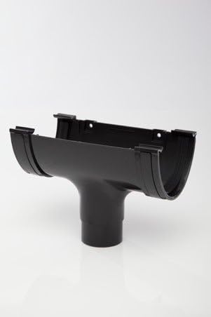 POLYFLOW Polypipe Deep Capacity [BLACK] RUNNING OUTLET RD505 for 117mmx 75mm PVCu half round deepline guttering systems